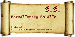 Bozmánszky Balár névjegykártya